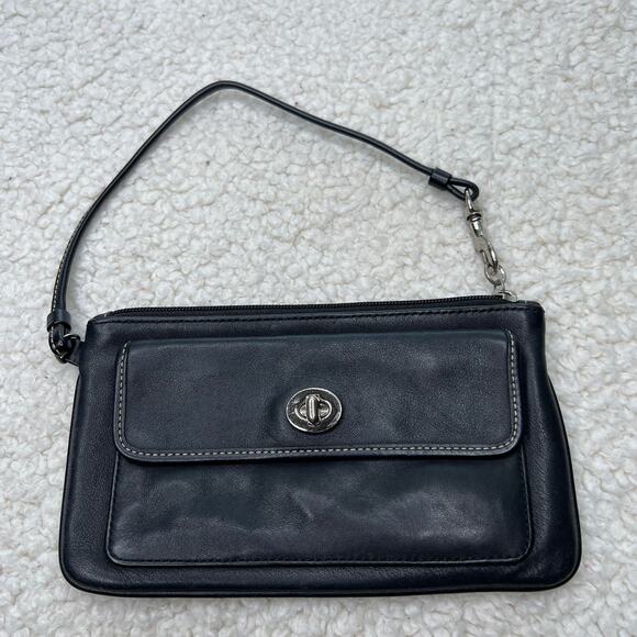 Black Small Faux Leather Wristlet - Picture 1 of 7